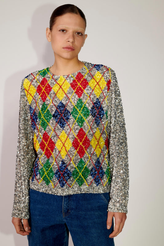 Argyle Sequin Top