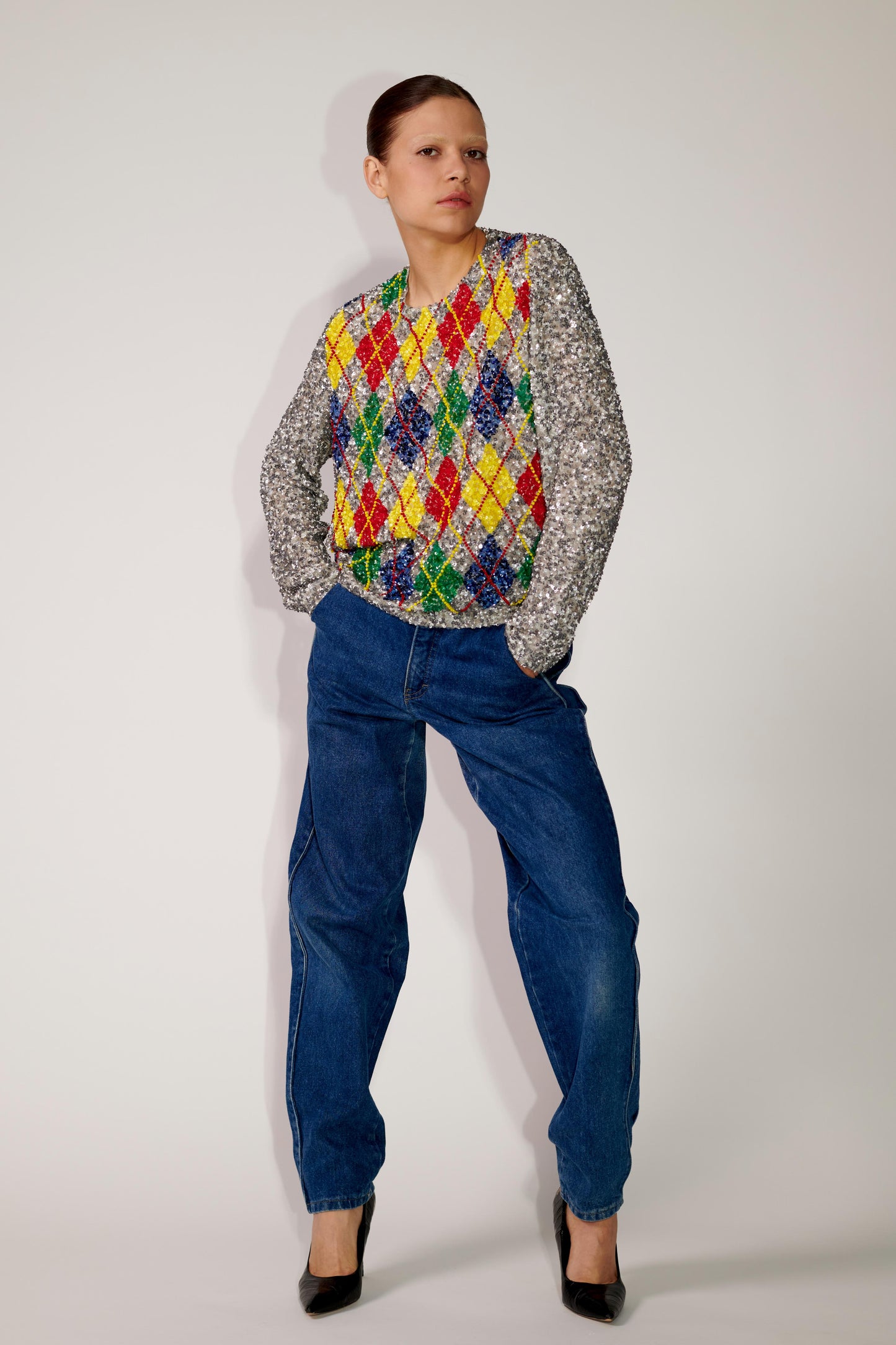 Argyle Sequin Top