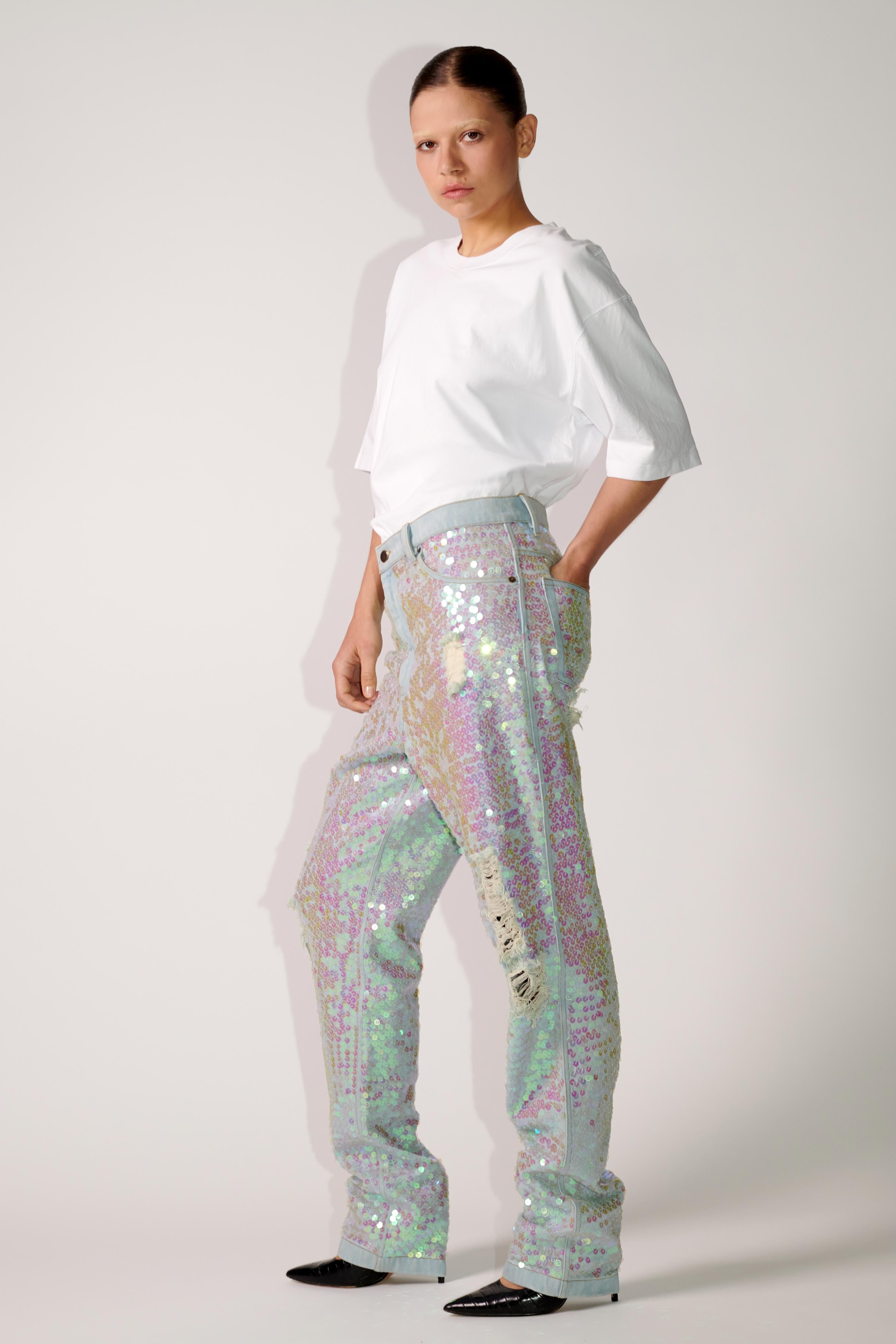パンツ LAGUST Glitter coated denim Technocolour Sequin Jeans – ASHISH