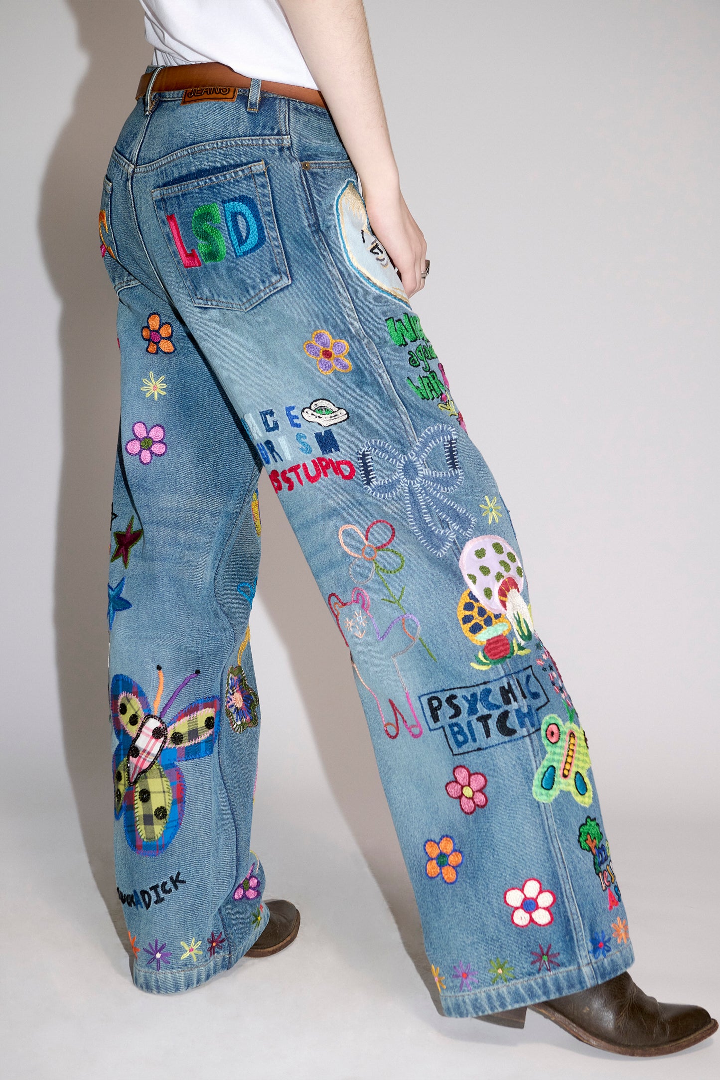 Embroidered Doodle Jeans