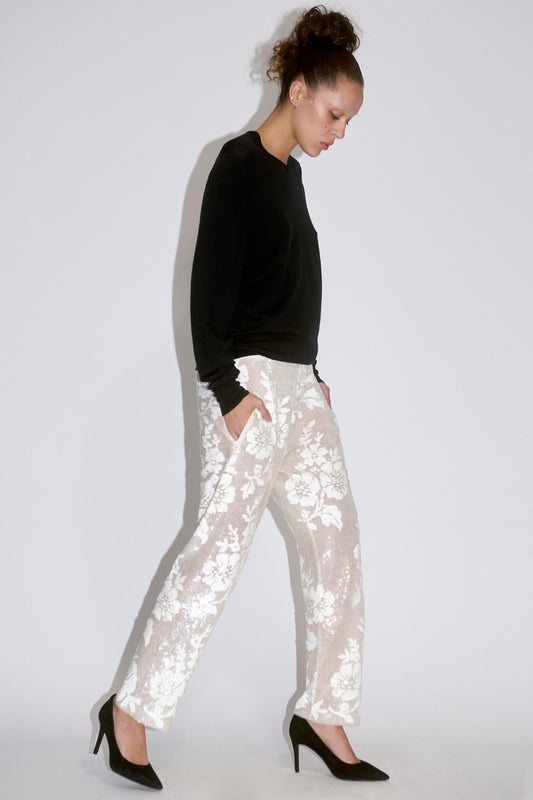 Sequin Lace Drawstring Trousers