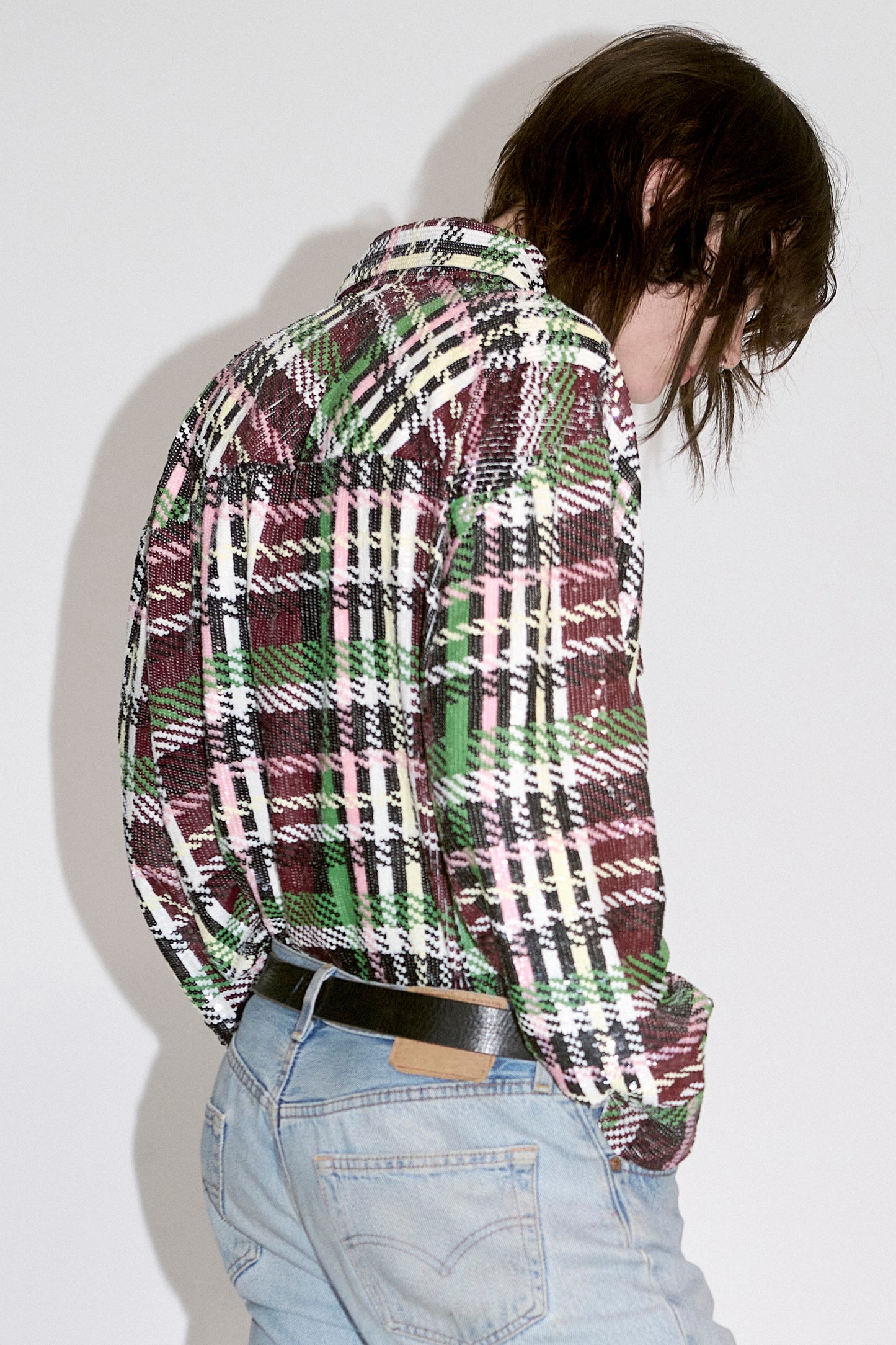 Sequin Tartan Overshirt