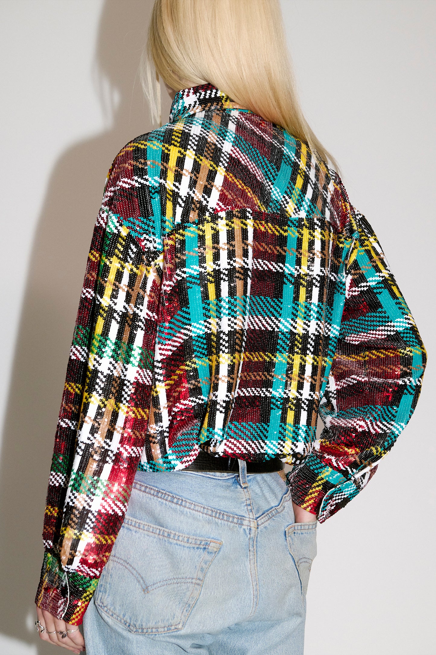 Sequin Tartan Overshirt