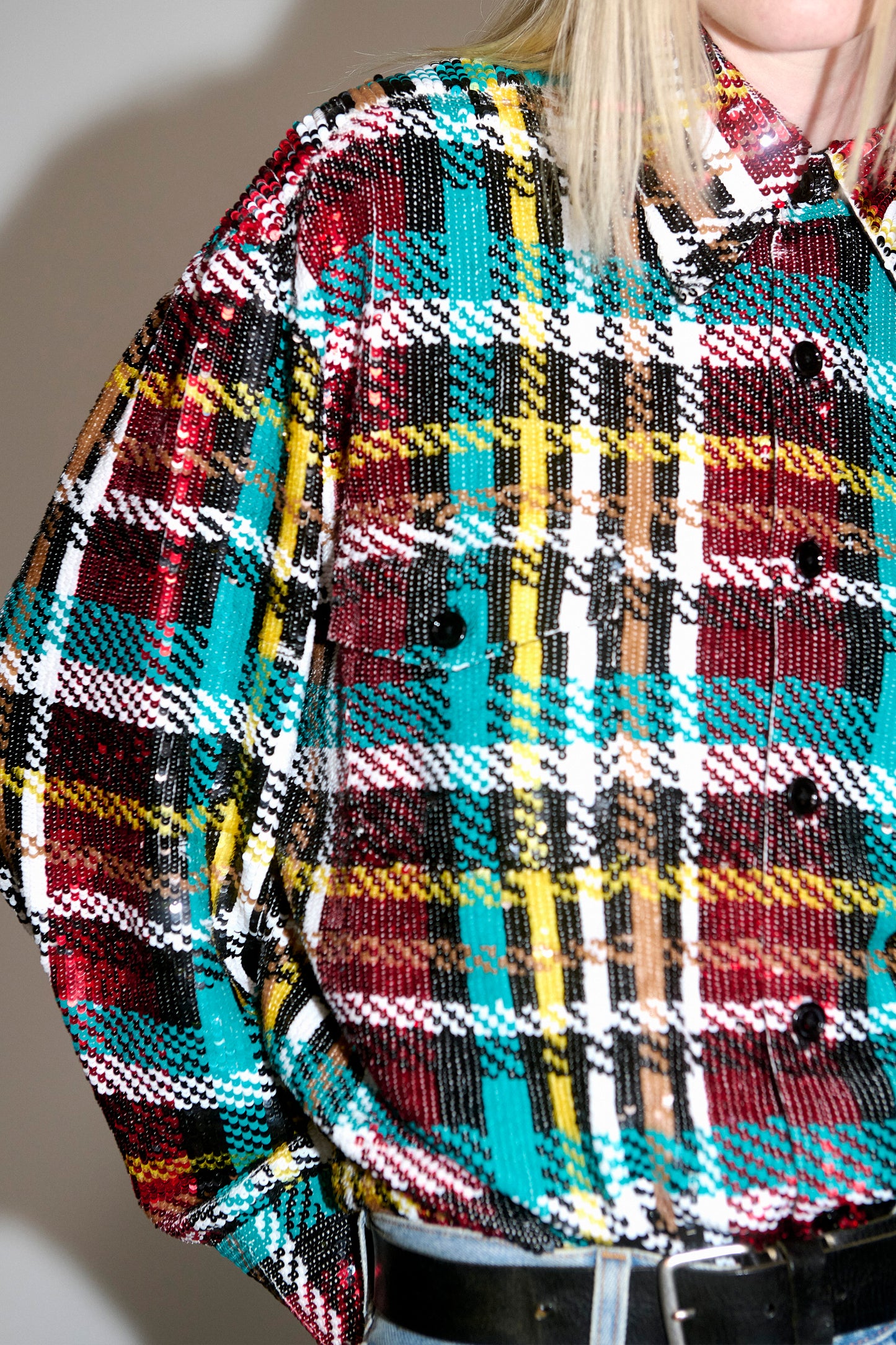 Sequin Tartan Overshirt