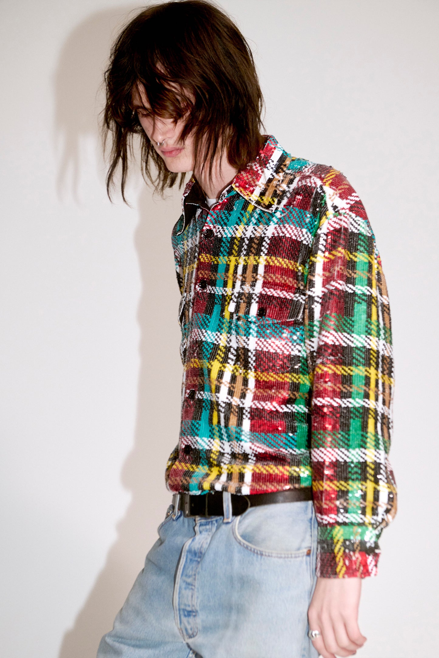 Sequin Tartan Overshirt
