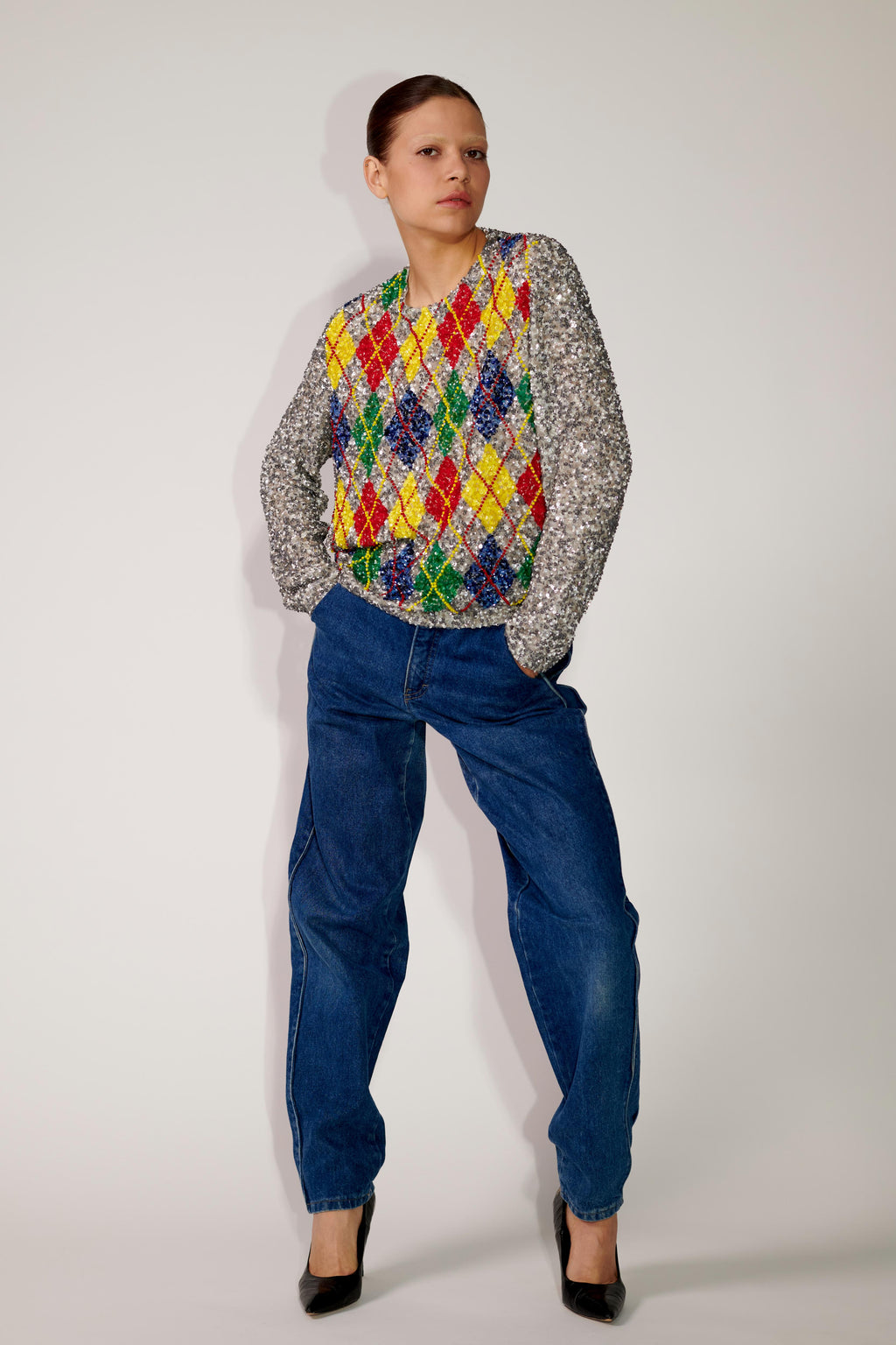 Argyle Sequin Top