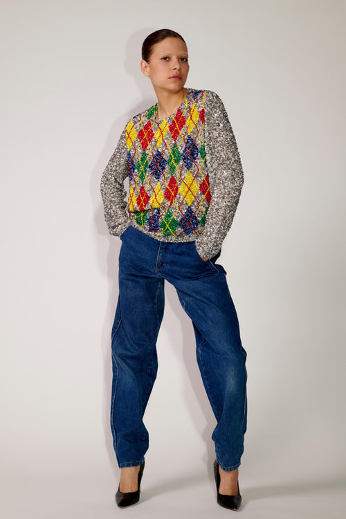 Argyle Sequin Top