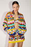 Sequin Crochet Bomber Jacket