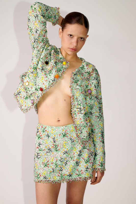 Jade Coral Embellished Skirt