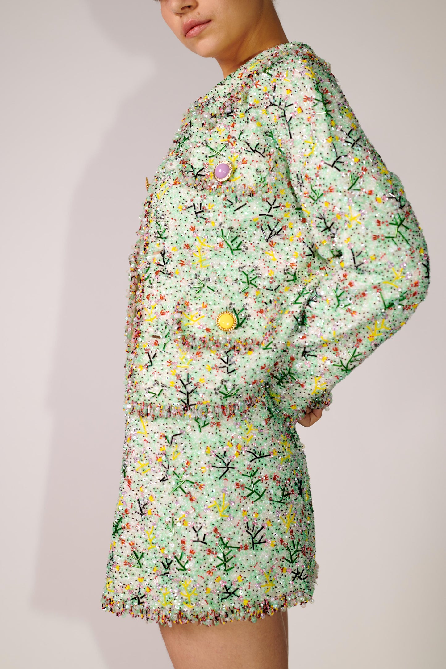 Jade Coral Embellished Skirt