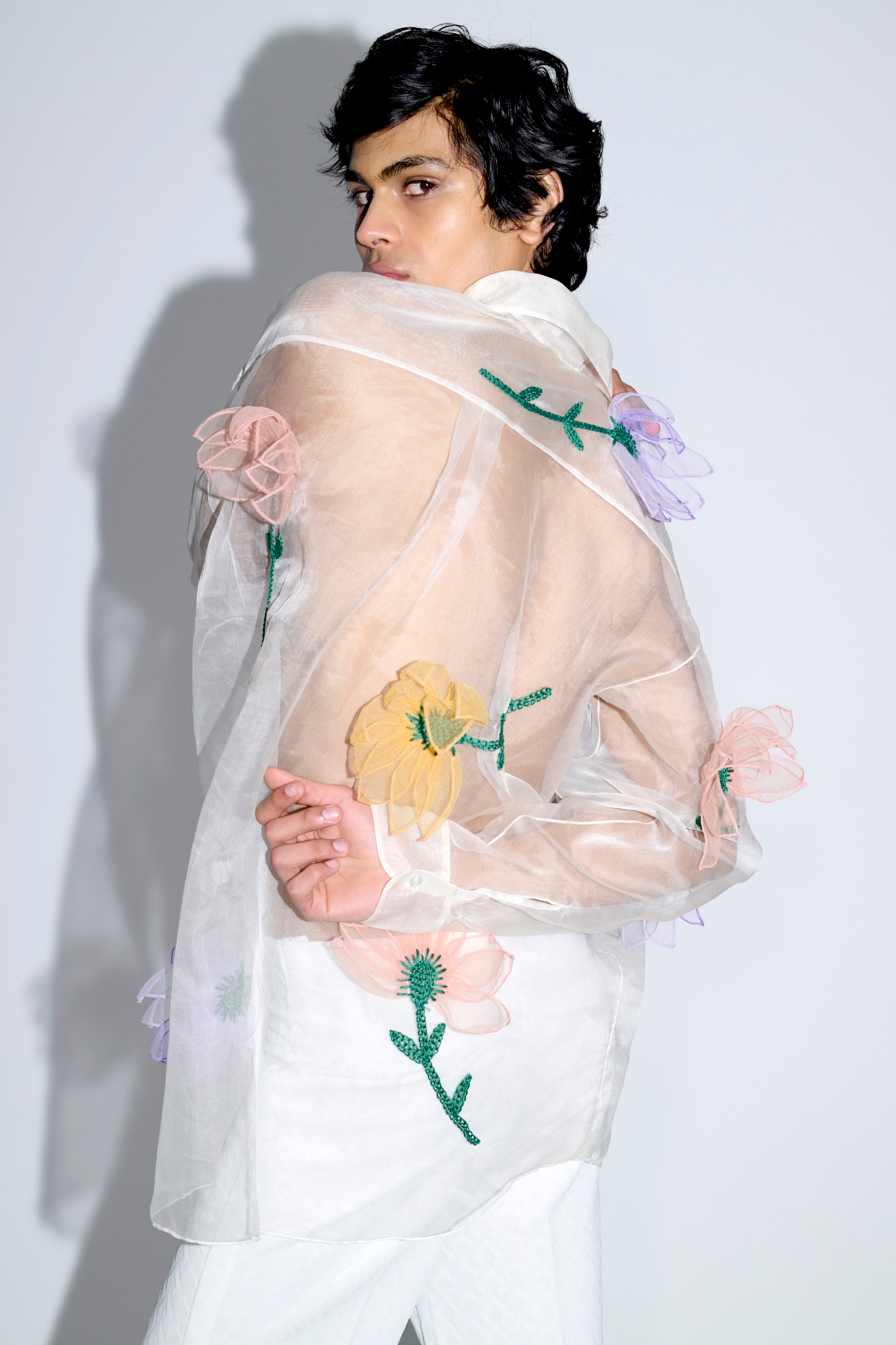 Organza Flowers Oversized Shirt