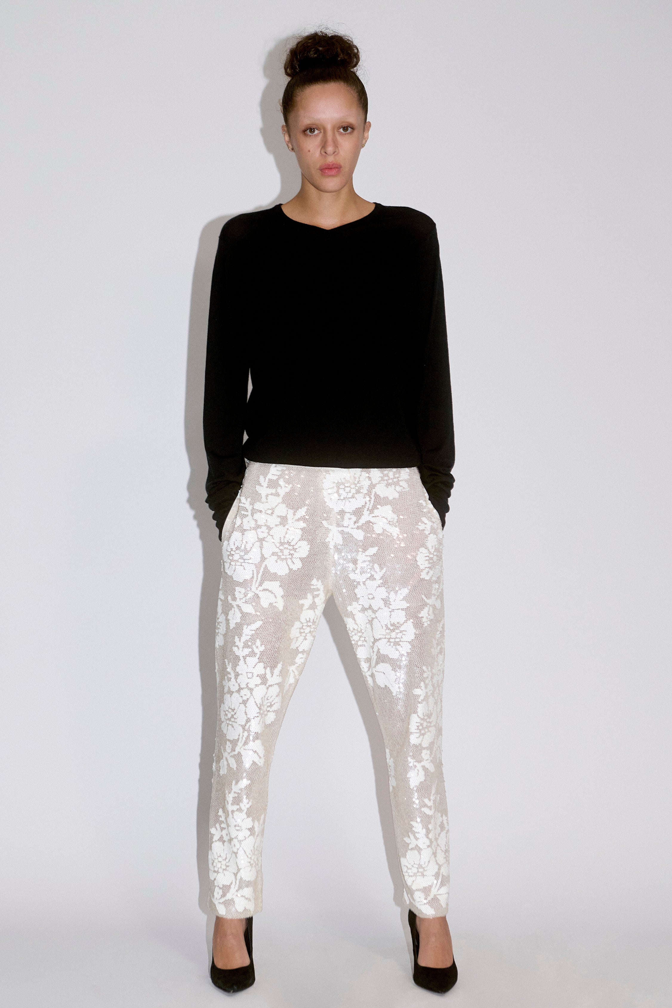 Sequin Lace Drawstring Trousers