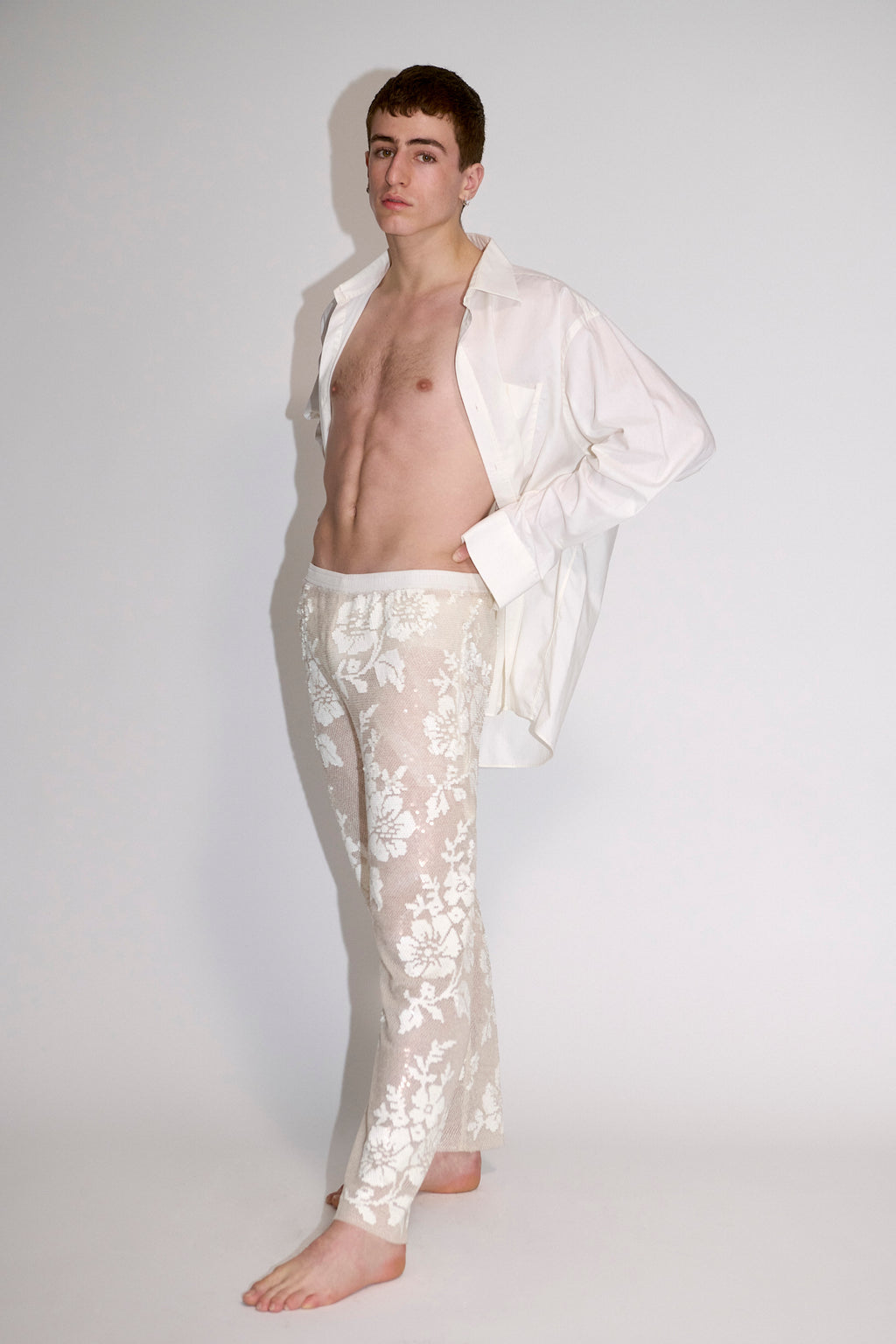 Sequin Lace Drawstring Trousers