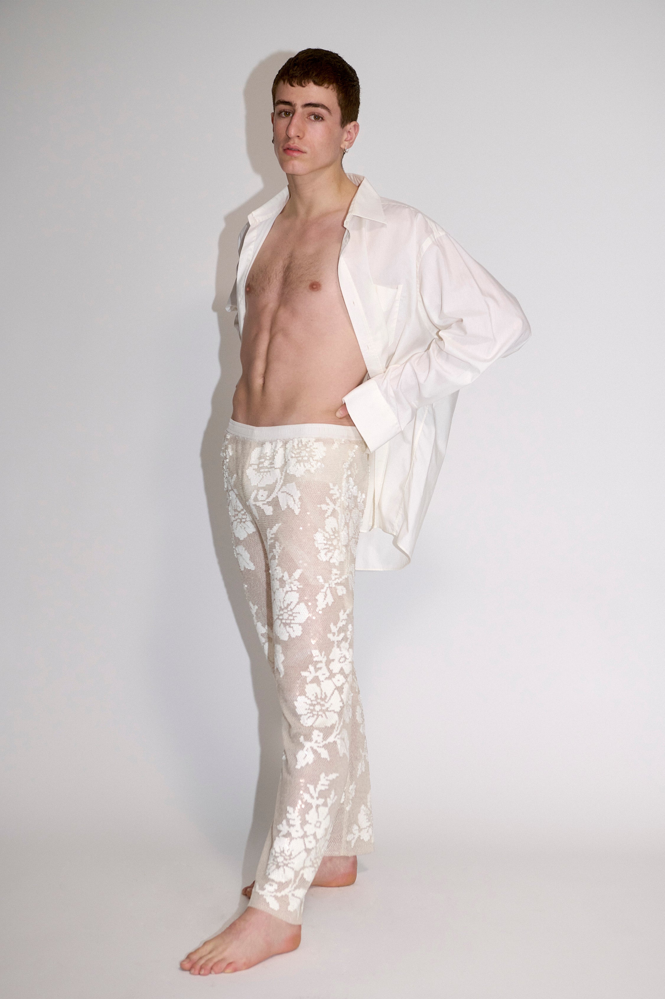 Sequin Lace Drawstring Trousers