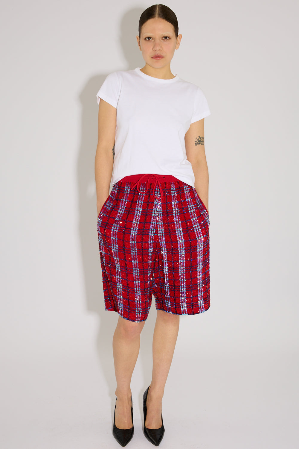 Plaid Sequin Shorts