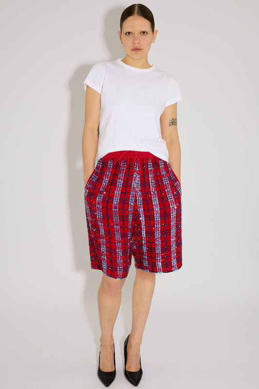Plaid Sequin Bermuda