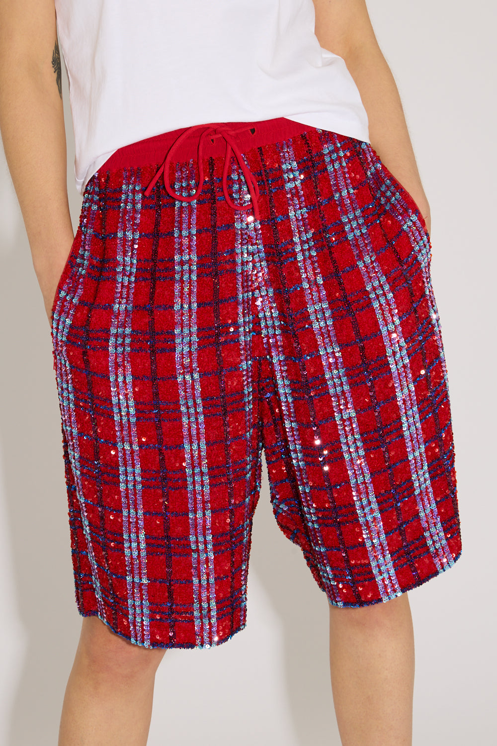 Plaid Sequin Shorts