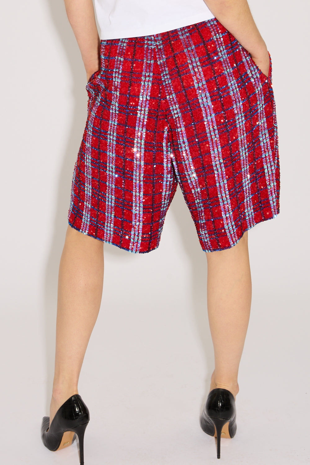 Plaid Sequin Shorts