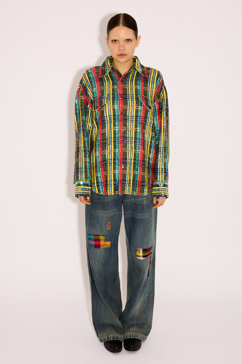 Plaid Sequin Overshirt