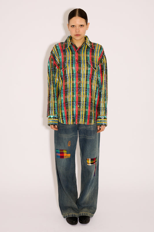 Plaid Sequin Overshirt