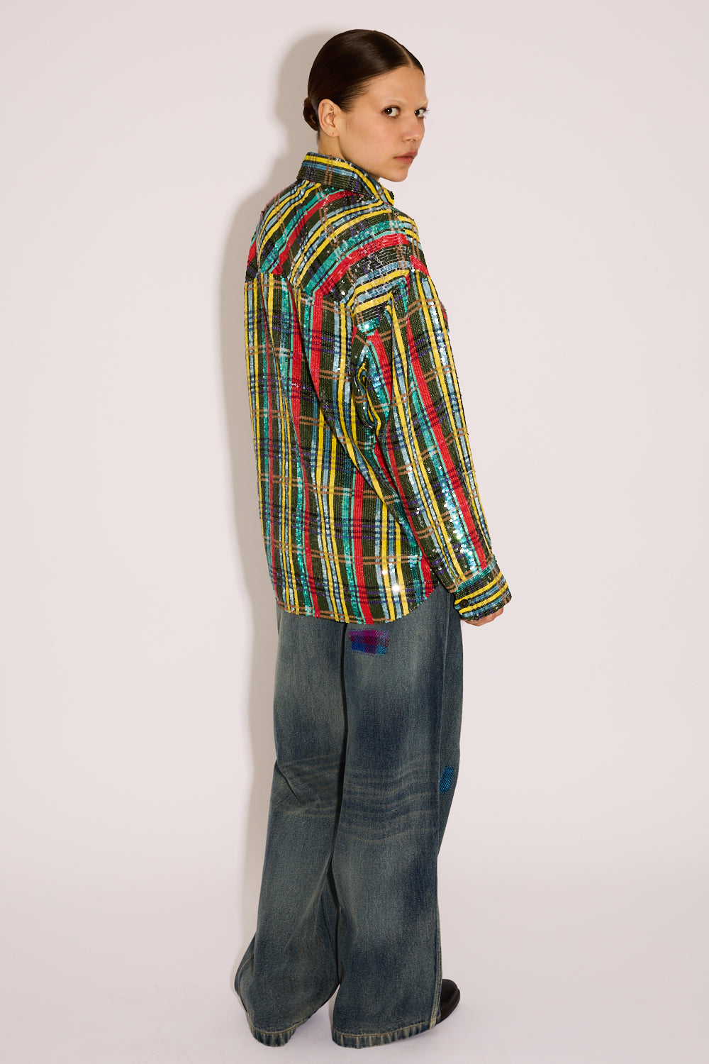 Plaid Sequin Overshirt