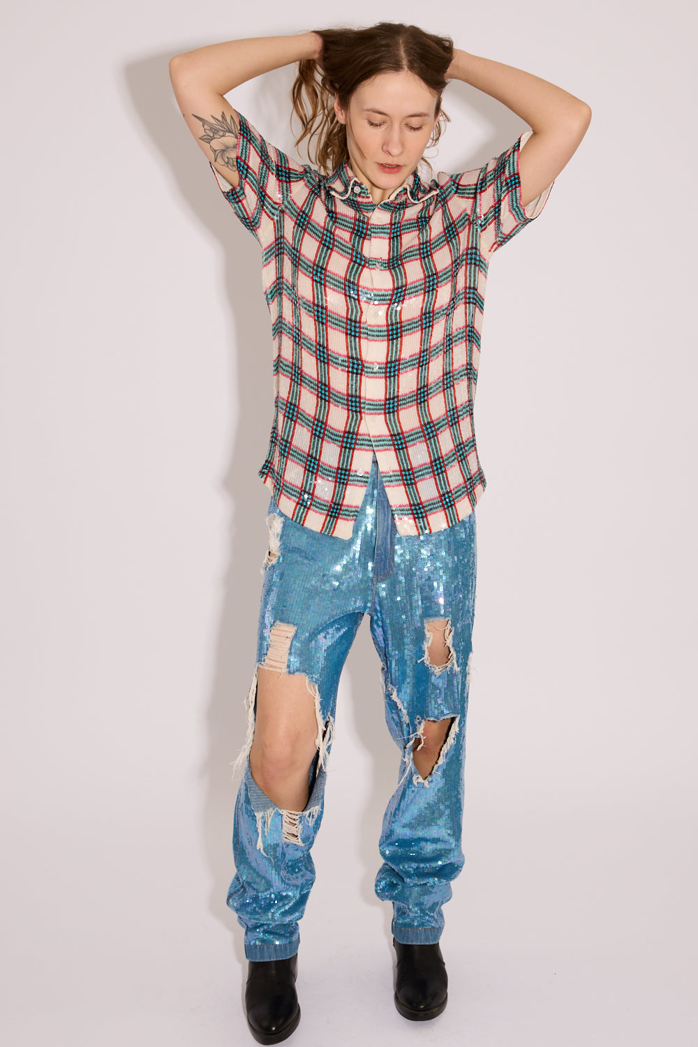 Sequin Check Shirt