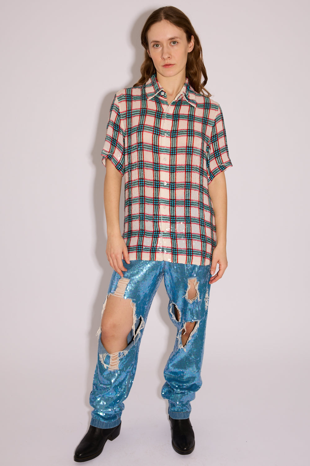 Sequin Check Shirt