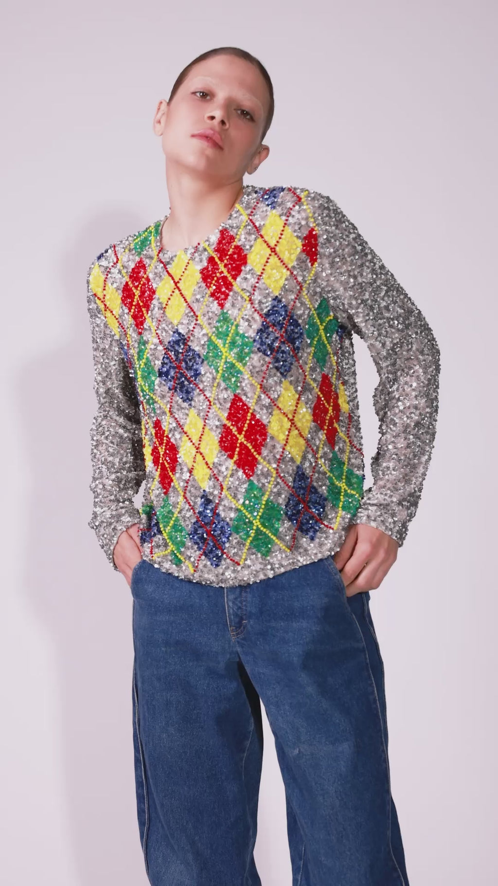 Argyle Sequin Top