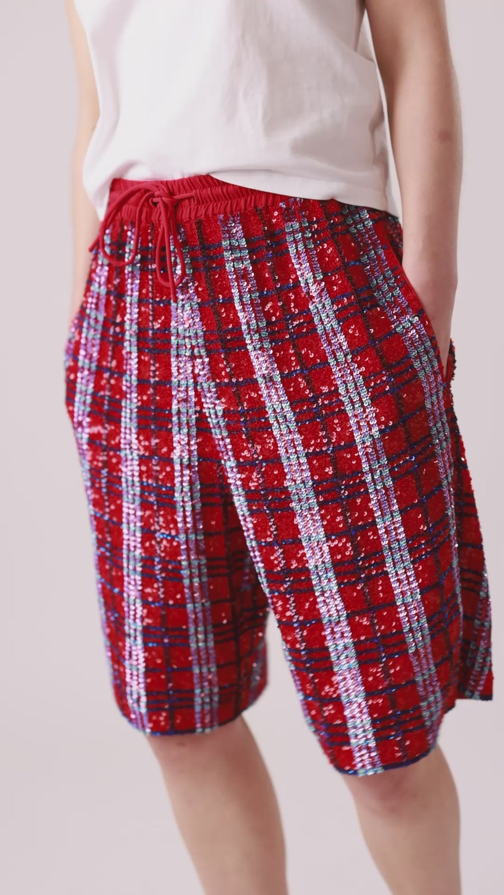 Plaid Sequin Shorts