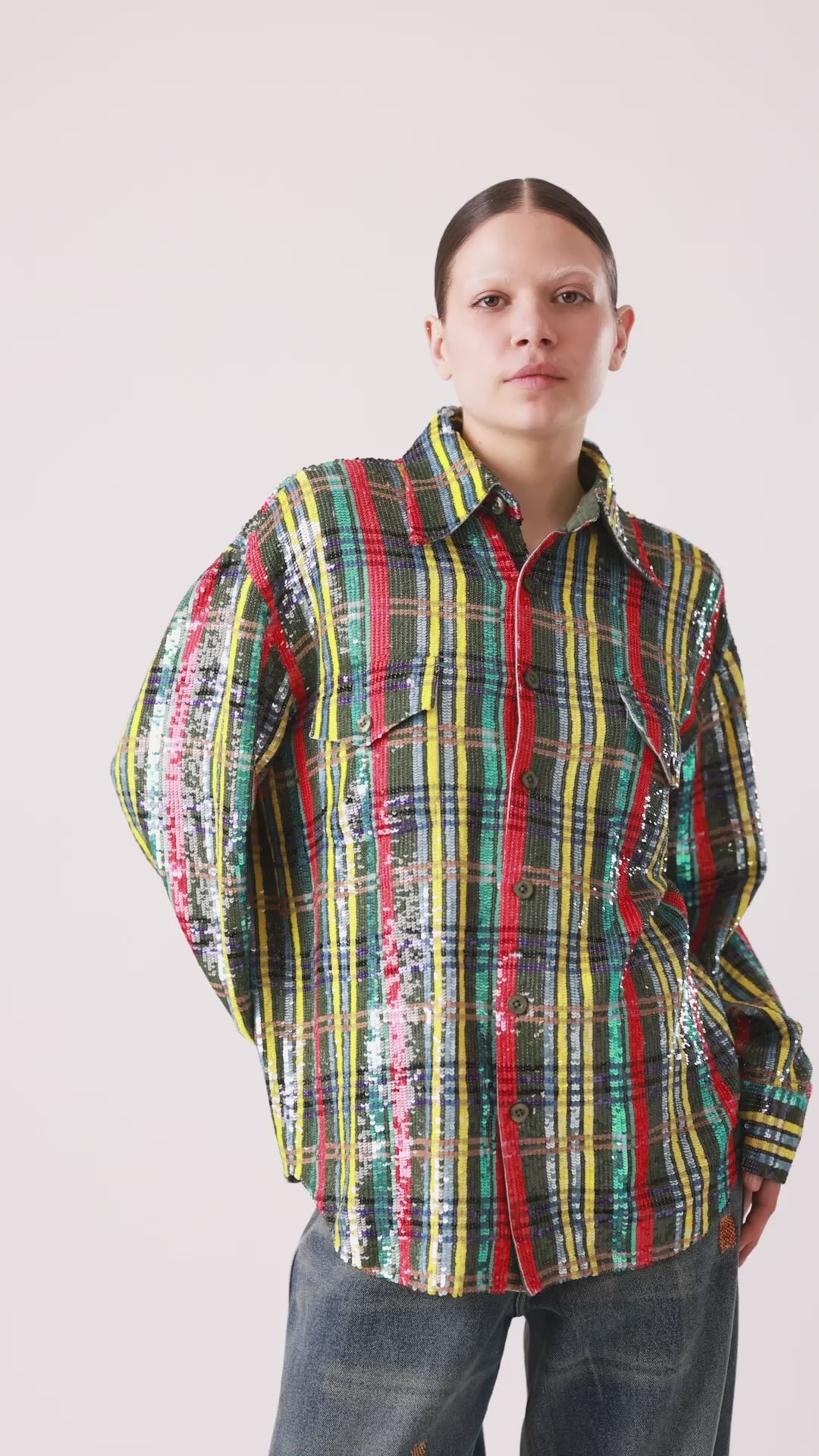 Plaid Sequin Overshirt