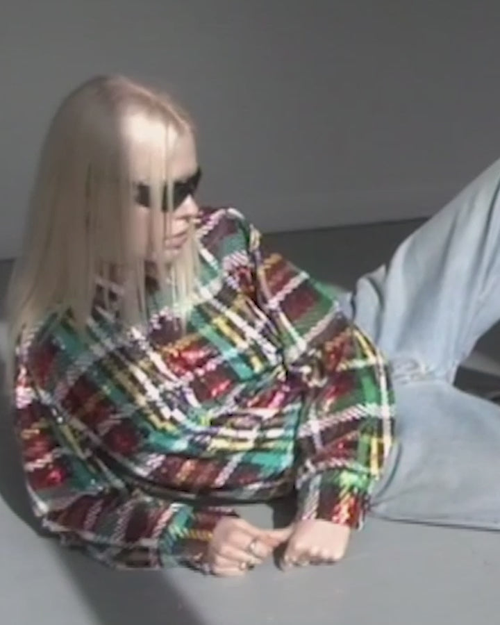 Sequin Tartan Overshirt