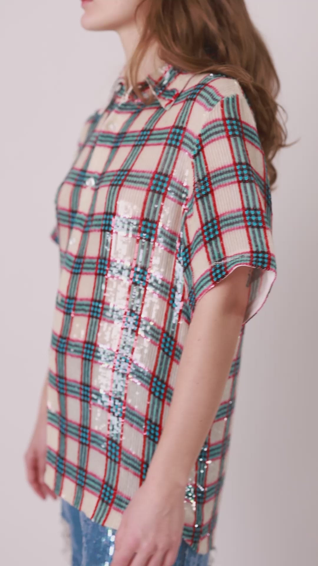 Sequin Check Shirt