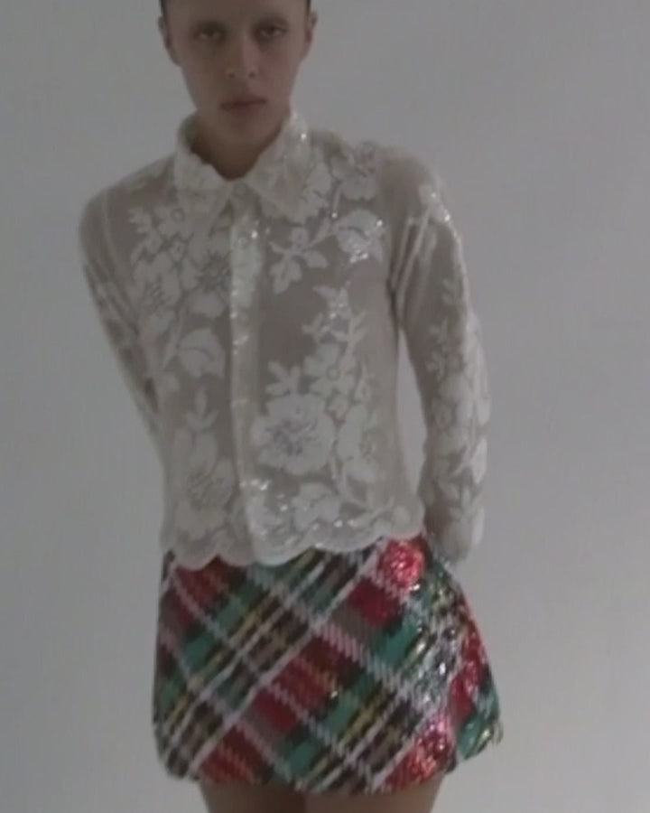 Sequin Lace Bias Shirt